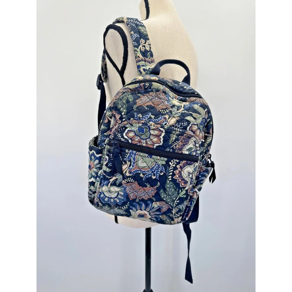 Vera Bradley Java Navy Camo Floral Paisley Small Quilted Backpack Retired Travel